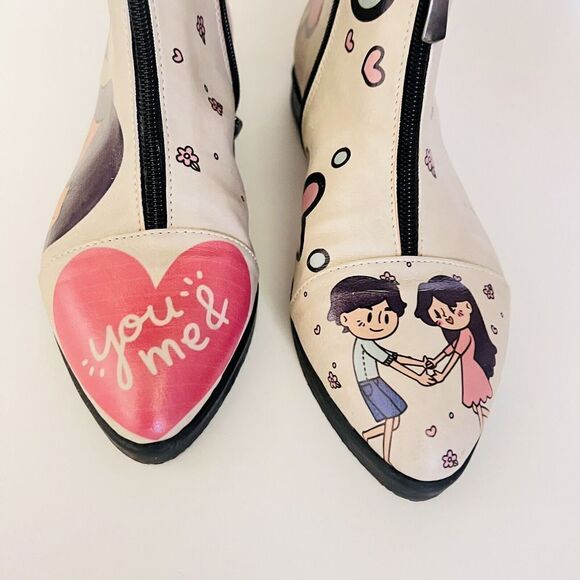 GOBY Women's Size 8.5 EU 39 Sweet Couple Ankle Boots Floral Tan Side Zip $145 - Picture 4 of 16